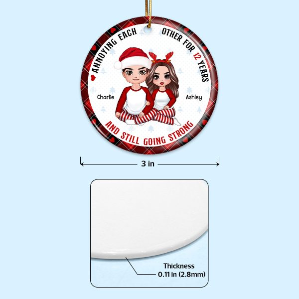 Doll Couple Sitting Annoying Each Other Favorite Song QR Code Personalized Double Sided Circle Ornament Hot on Sale - Image 4