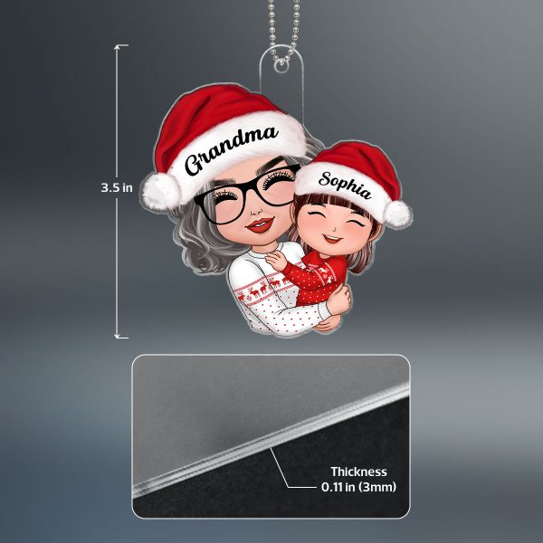 Doll Grandma Hugging Kid Personalized Acrylic Ornament, Christmas Gift For Granddaughter, Grandson, Grandma Online Hot Sale - Image 4