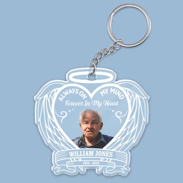 Forever In My Heart Memorial Photo Keepsake Personalized Acrylic Keychain For Sale