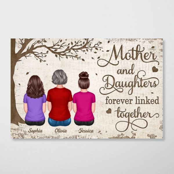 Back View Mother And Daughters Sons Sitting Under Tree Personalized Horizontal Poster Hot on Sale - Image 4