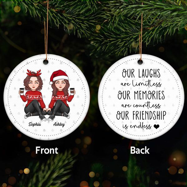 Cool Besties Our Laughs Are Limitless Personalized Double Sided Circle Ornament Hot on Sale