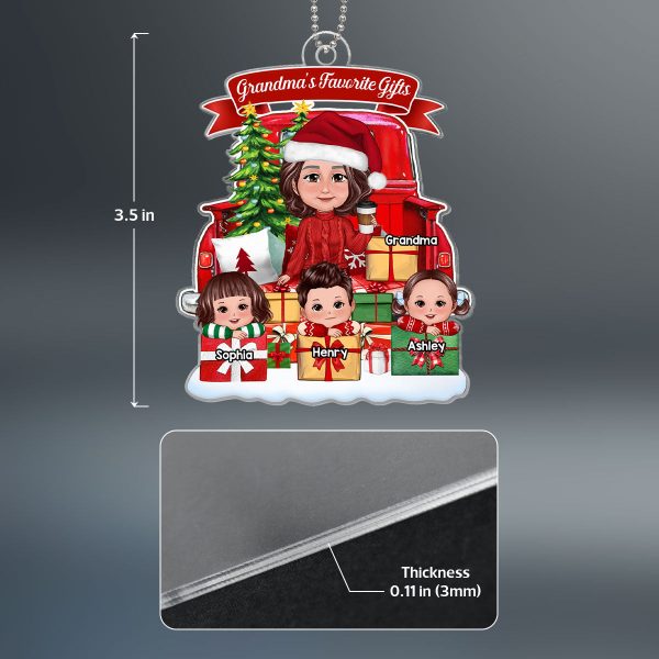 Grandma Sitting On Truck Back View Kids On Gifts Personalized Acrylic Ornament Discount - Image 4