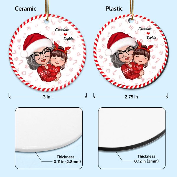 Christmas Pattern Doll Grandma Mom Hugging Kid Gift For Granddaughter Grandson Personalized Circle Ornament Fashion - Image 4