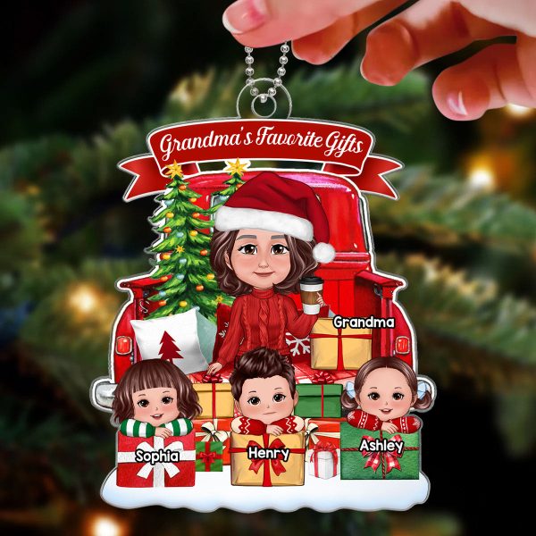 Grandma Sitting On Truck Back View Kids On Gifts Personalized Acrylic Ornament Discount - Image 3