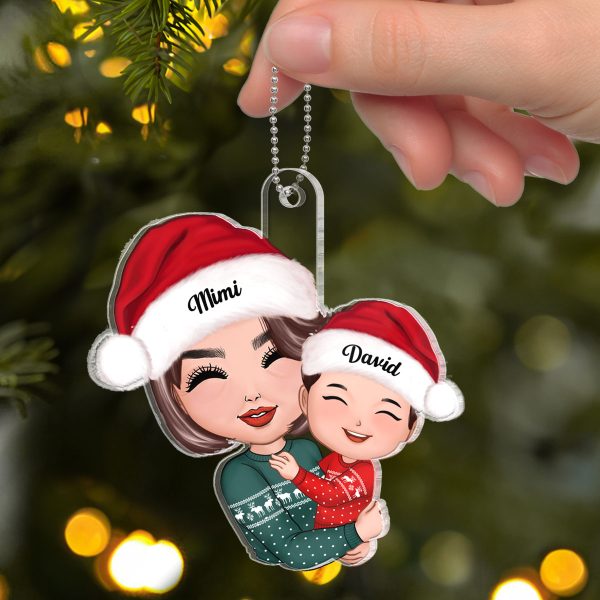 Doll Grandma Hugging Kid Personalized Acrylic Ornament, Christmas Gift For Granddaughter, Grandson, Grandma Online Hot Sale - Image 3