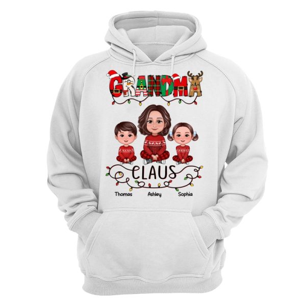 Grandma Claus Christmas Light Pattern Grandma Grankids Personalized Shirt Fashion - Image 5