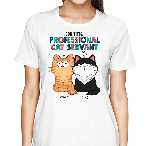 Job Title Professional Cat Servant Funny Cat Expression Personalized Shirt Online - Image 2