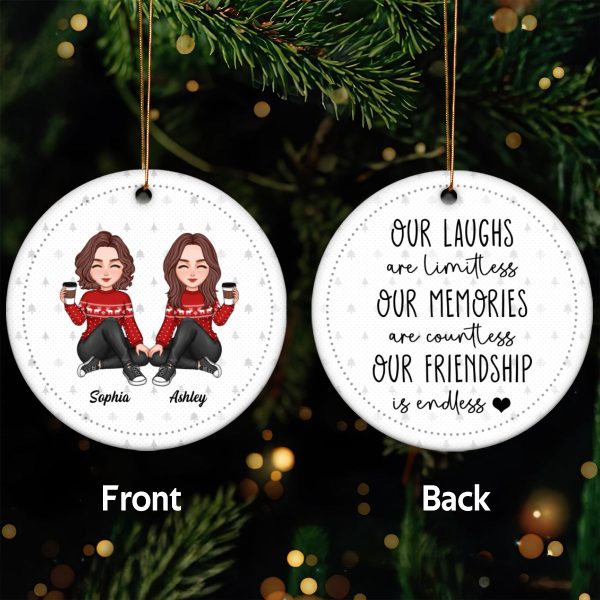 Cool Besties Our Laughs Are Limitless Personalized Double Sided Circle Ornament Hot on Sale - Image 5