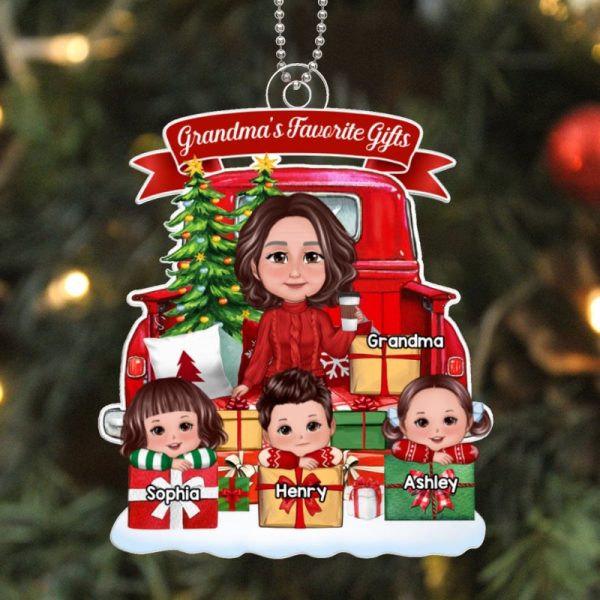 Grandma Sitting On Truck Back View Kids On Gifts Personalized Acrylic Ornament Discount - Image 5