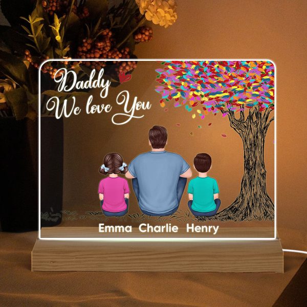 Best Dad Ever Colorful Tree Personalized Custom Shape Warm LED Night Light For Cheap - Image 2