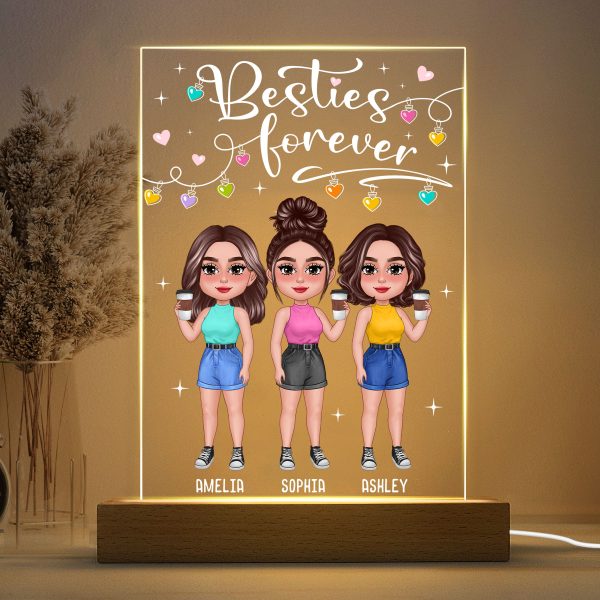 Standing Pretty Besties Sisters Light String Personalized Rectangle Acrylic LED Night Light Online Sale - Image 3