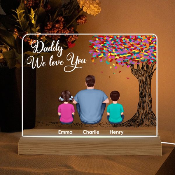 Best Dad Ever Colorful Tree Personalized Custom Shape Warm LED Night Light For Cheap - Image 4