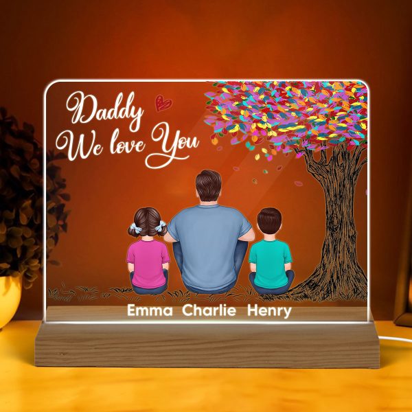 Best Dad Ever Colorful Tree Personalized Custom Shape Warm LED Night Light For Cheap
