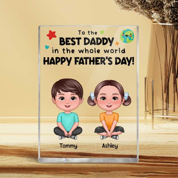 Best Dad Grandpa In The World Father‘s Day Gift Personalized Rectangle Acrylic Block Plaque Cheap