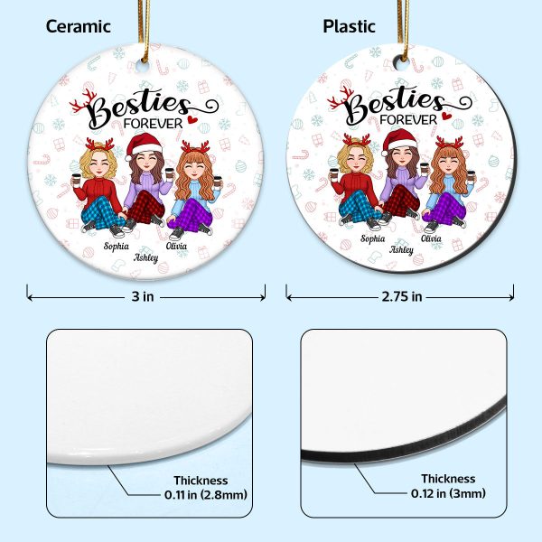 Besties Sisters Forever Christmas Colorful Cute Besties Personalized Circle Ornament For Cheap - Image 4