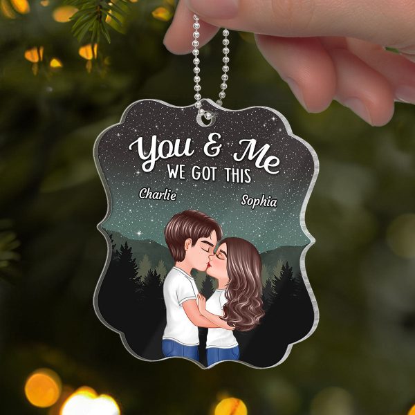 Couple Kissing Under Stars Sky Forest Personalized Acrylic Ornament Hot on Sale - Image 3