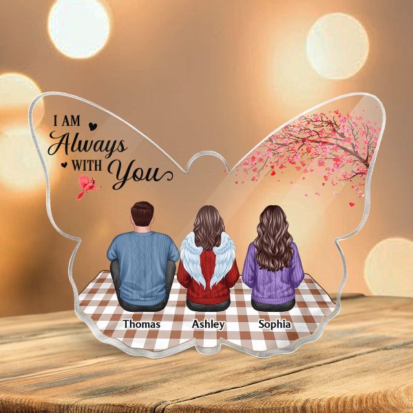 Always With You Family Members Sitting On Plaid Mat Memorial Remembrance Keepsake Personalized Butterfly Shaped Acrylic Plaque on Sale - Image 3