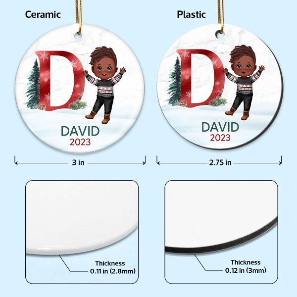 Family Member Dad Mom Kid Custom Character Initial Name In Snow Personalized Circle Ornament Cheap - Image 4
