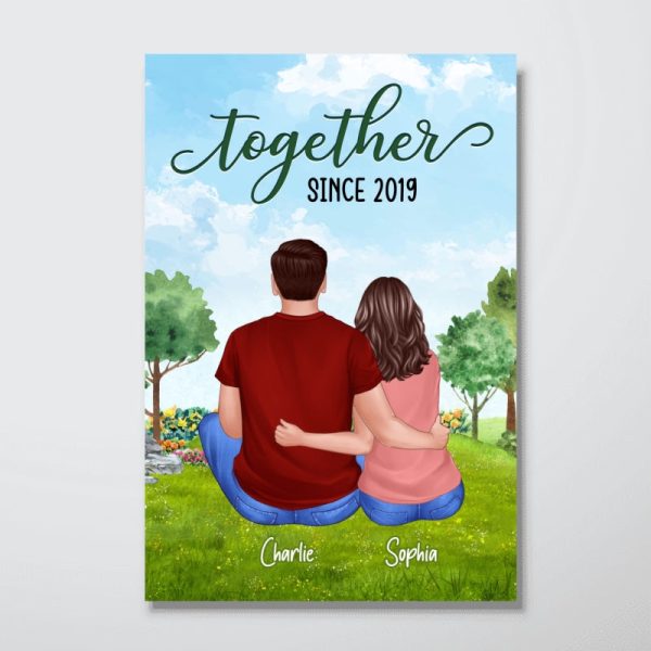 Couple Sitting Back View In The Park Personalized Vertical Poster Fashion - Image 4