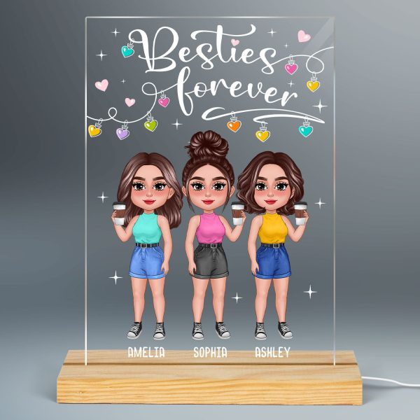 Standing Pretty Besties Sisters Light String Personalized Rectangle Acrylic LED Night Light Online Sale - Image 2
