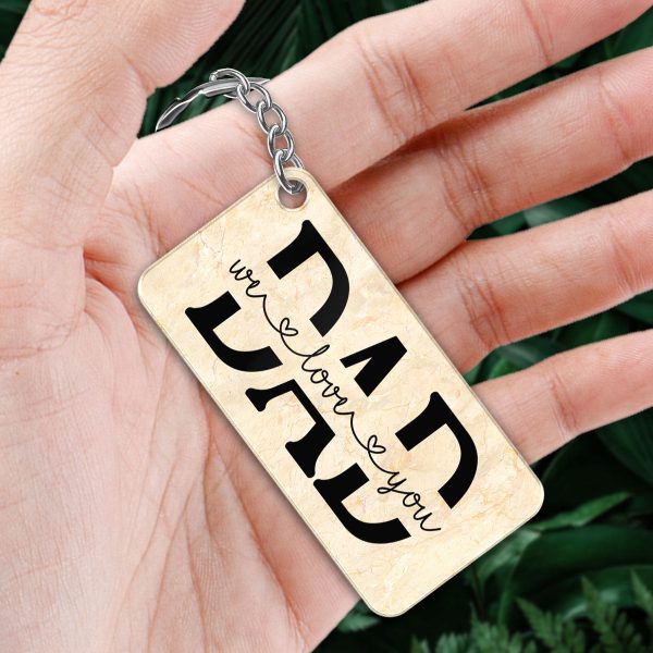 Best Dad Ever Portrait Cartoon Dad & Kids Personalized Acrylic Keychain on Sale - Image 3