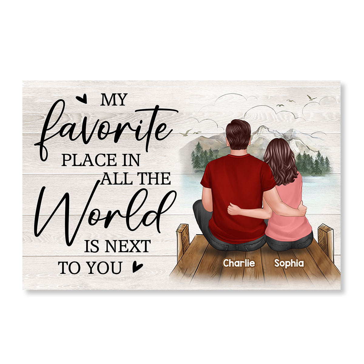 Favorite Place In All The World Lake View Couple Personalized Poster For Sale
