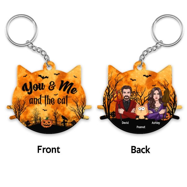 Couple And The Cats Halloween Personalized Acrylic Keychain For Discount - Image 4