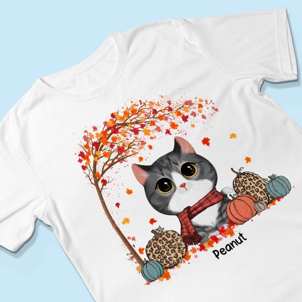 Fall Season Watercolor Cute Cats Under Tree Personalized Shirt Sale - Image 3
