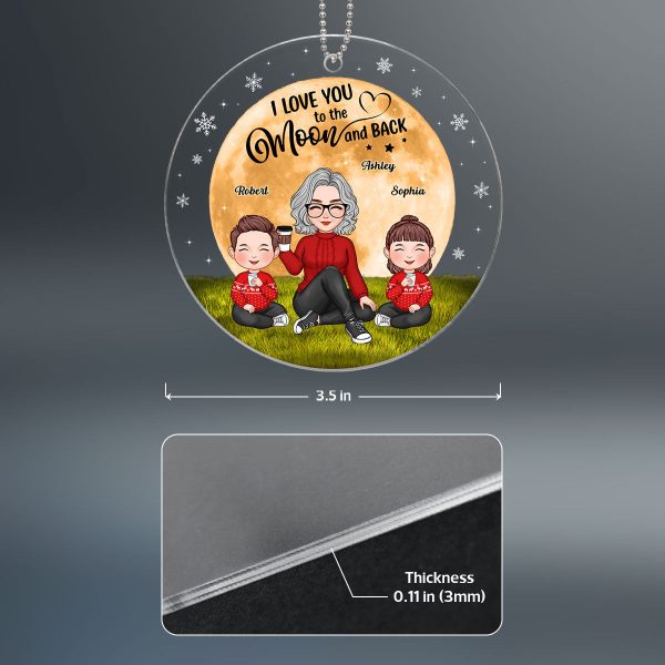 Grandma Cute Grandkids Sitting In Moon Light Personalized Acrylic Ornament For Discount - Image 4