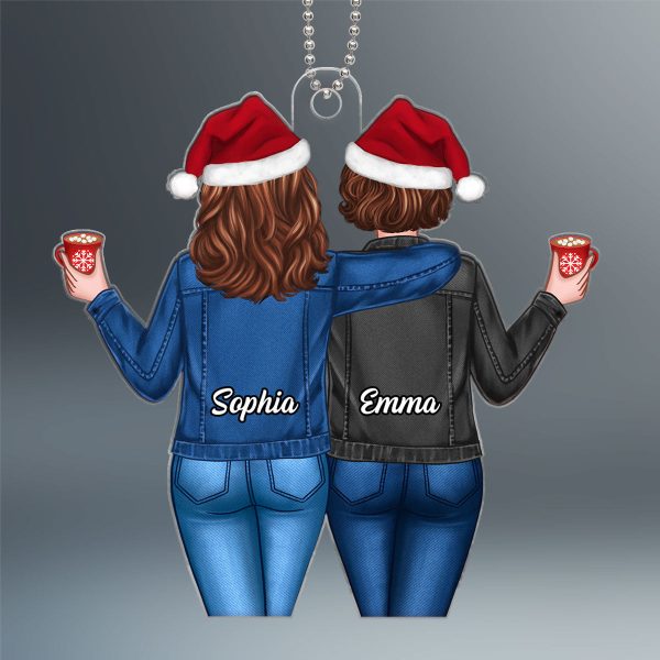Back View Besties Christmas Gift For Best Friends Personalized Acrylic Ornament Online Sale - Image 2