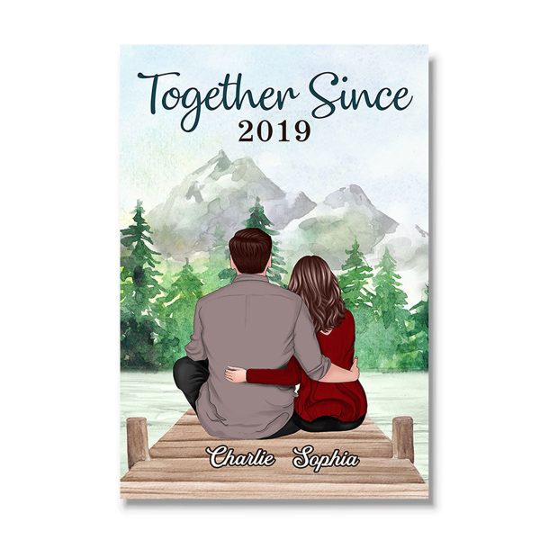 Couple Sitting Back View Forest Personalized Vertical Poster Online Hot Sale