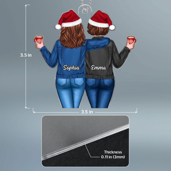 Back View Besties Christmas Gift For Best Friends Personalized Acrylic Ornament Online Sale - Image 4