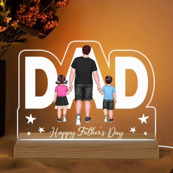 Dad Shape Walking Dad And Kids Personalized Warm Custom Shape LED Night Light Hot on Sale - Image 2