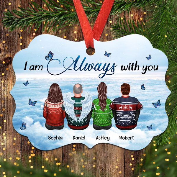 Always With You Sky Family Members Grandma Grandpa Dad Mom Kids Dogs Cats Memorial Gift Personalized Christmas Ornament Online now - Image 2