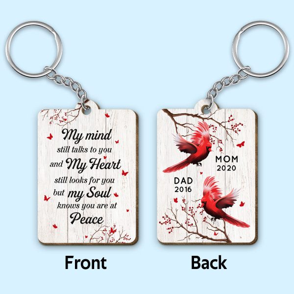 Cardinal My Mind Still Talks To You Personalized Wooden Keychain Online Hot Sale