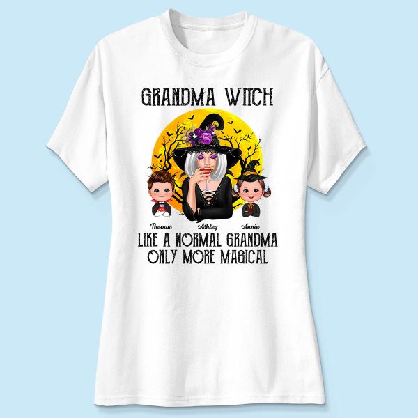 Grandma Witch Like Normal Grandma More Magical Halloween Personalized Shirt on Sale - Image 4