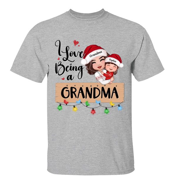 I Love Being A Grandma Hugging Grandkid Personalized Christmas Shirt Hot on Sale