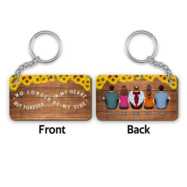 Sunflower No Longer By My Side Forever In My Heart Whole Family Memorial Remembrance Gift Personalized Wooden Keychain Online - Image 4