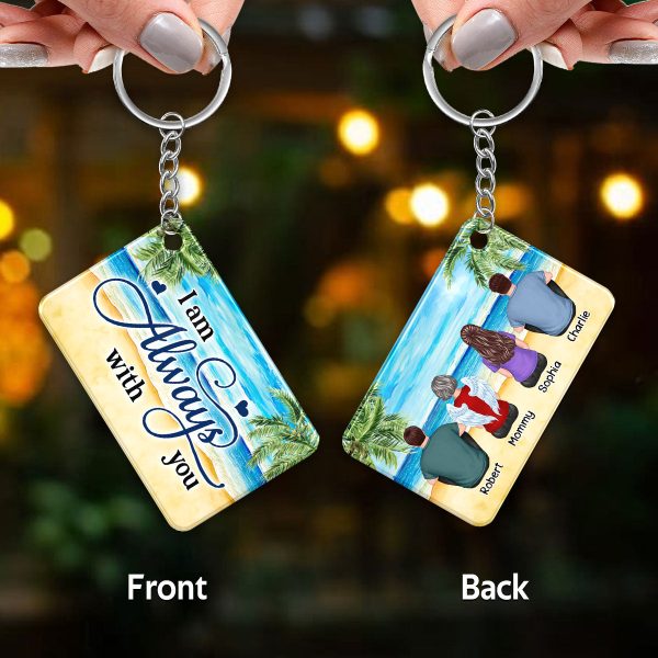 Family Memorial At Beach Palm Tree Remembrance Gift Personalized Acrylic Keychain on Sale - Image 3