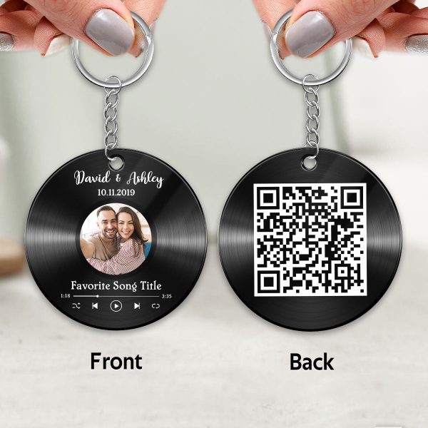 Custom Photo & Favorite Song QR Code Disc Personalized Acrylic Keychain Cheap - Image 3