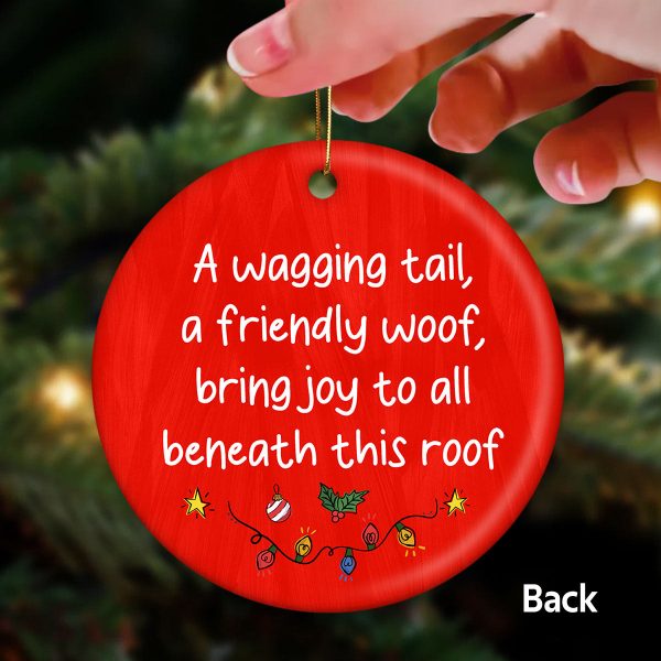 A Wagging Tail A Friendly Woof Funny Dogs Cartoon Personalized 2-Sided Ceramic Ornament Sale - Image 3
