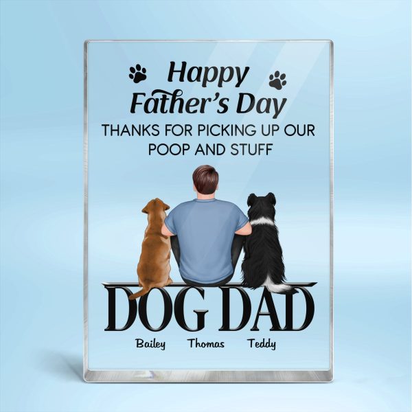 Happy Father‘s Day Dog Dad Sitting Personalized Rectangle Acrylic Block Plaque Online Sale - Image 4