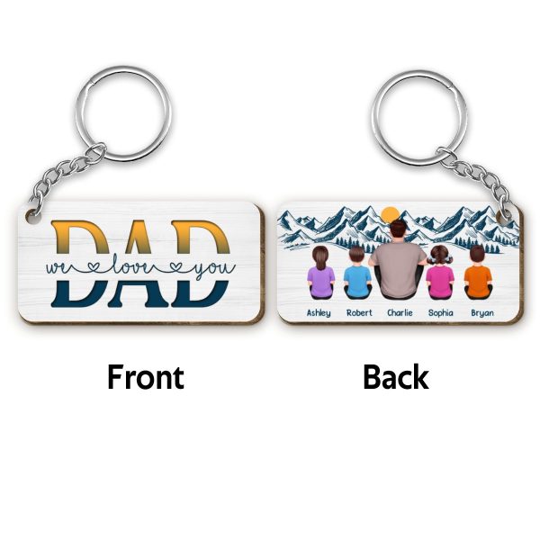 Best Dad Back View Yellow Green Personalized Wooden Keychain For Discount - Image 4
