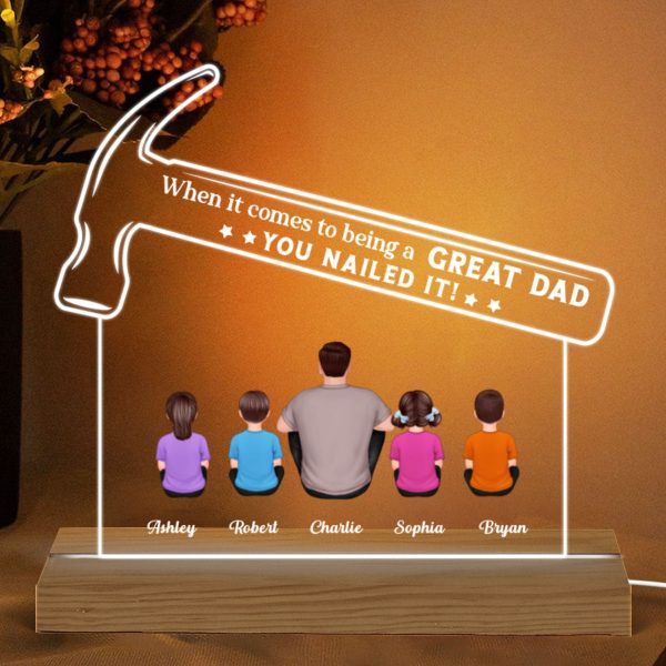 Dad You Nailed It Father‘s Day Gift Personalized Warm Acrylic Plaque LED Night Light Online now - Image 4