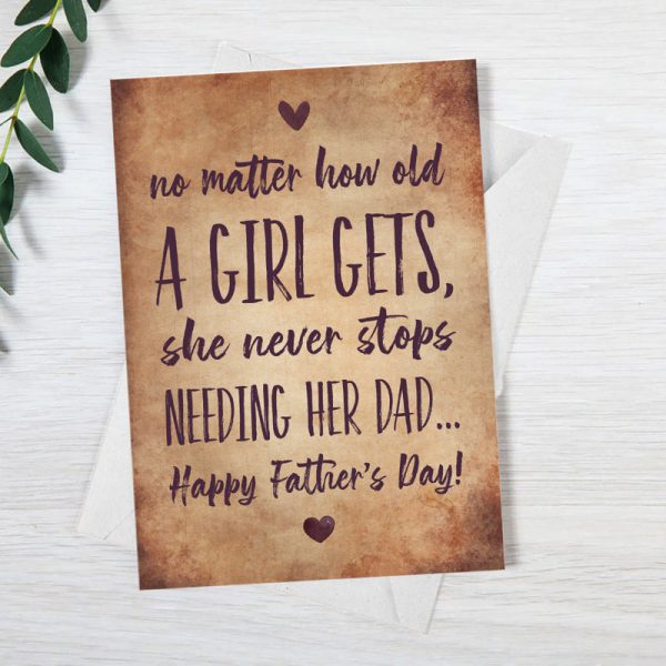 No Matter How Old A Girl Gets Happy Father‘s Day Greeting Personalized Postcard Online now - Image 2
