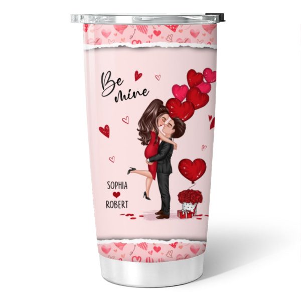 Be Mine Doll Couple Hugging Kissing Personalized Tumbler - Gift For Him Gift For Her For Sale - Image 4