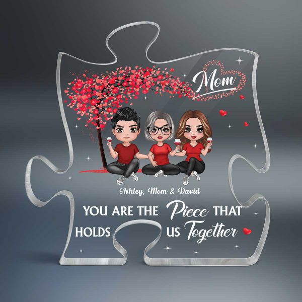 Mom The Piece Holds Us Together Red Tree Personalized Acrylic Puzzle Plaque Mother‘s Day Gift For Mom For Cheap - Image 2