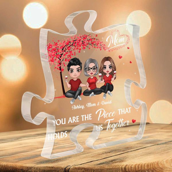 Mom The Piece Holds Us Together Red Tree Personalized Acrylic Puzzle Plaque Mother‘s Day Gift For Mom For Cheap - Image 3