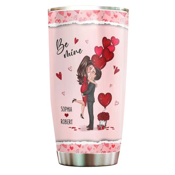 Be Mine Doll Couple Hugging Kissing Personalized Tumbler - Gift For Him Gift For Her For Sale - Image 2