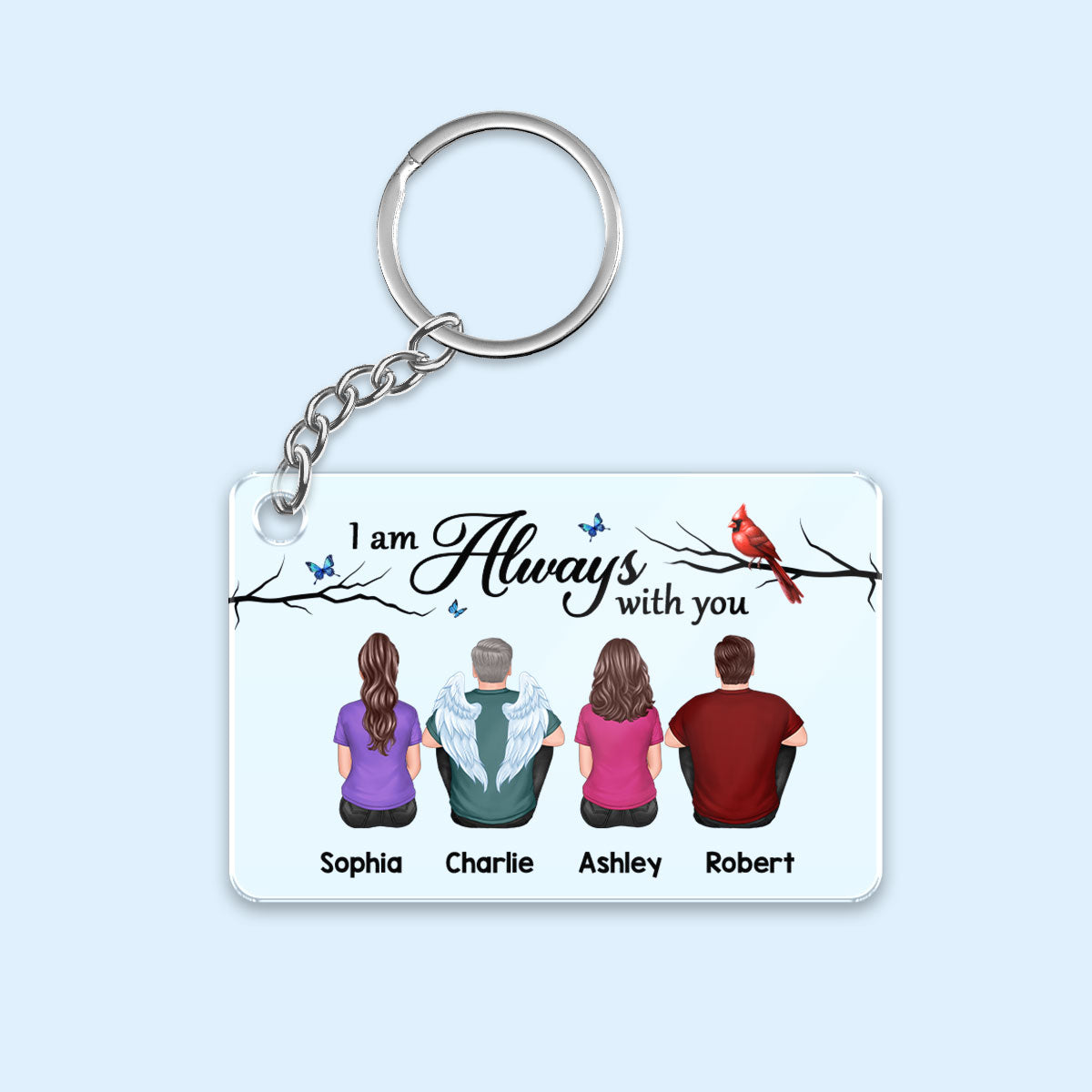 Simple Cardinal Family Memorial Gift Remembrance Keepsake Personalized Acrylic Keychain For Discount